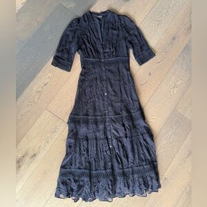 Navy Embroidered Lace Midi Dress – Ever New